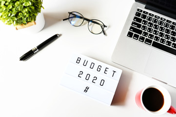 BUDGET 2020 Business Concept,minimal style