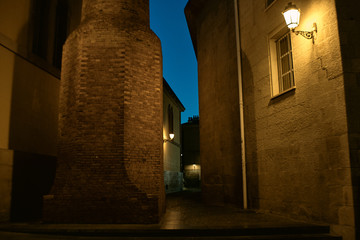Fototapeta premium old brick chimney in a quaint magical old town
