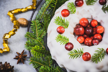 Festive Christmas Cake Decorated with Icing