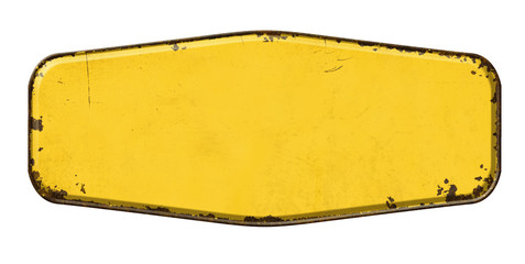 Empty vintage tin sign on a white background