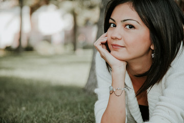 young woman in autumn park