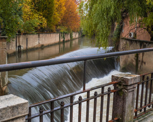 autumn landscape on the Olona river on the outskirts of Milan on a rainy day