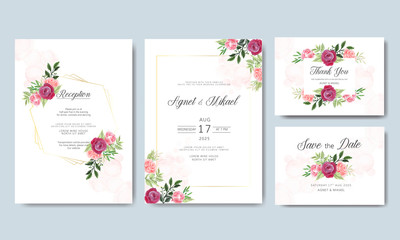 Fototapeta na wymiar wedding cards invitation with beautiful flower template