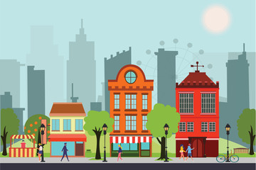 Obraz premium vector illustration of city