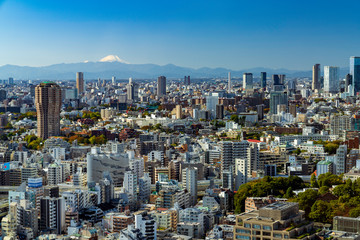 Fototapeta na wymiar 東京の街並み 麻布周辺と富士山