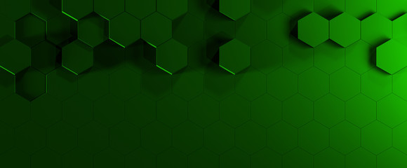 Fototapeta na wymiar 3d GREEN illustration of honeycomb ABSTRACT BACKGROUND, FUTURISTIC HEXAGONAL WALLPAPER, BACKGROUND
