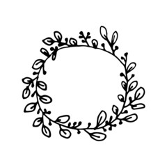 Hand drawn wreath doodle vector