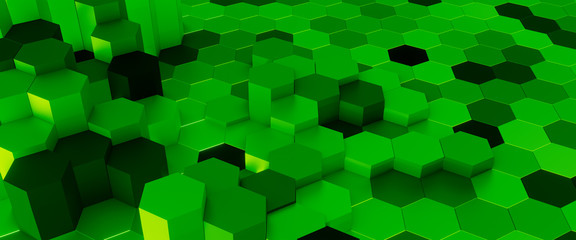 Fototapeta na wymiar 3d illustration of GREEN honeycomb ABSTRACT BACKGROUND, FUTURISTIC HEXAGONAL WALLPAPER, BACKGROUND