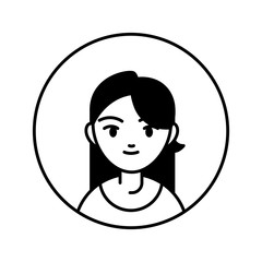 young woman character , person block line