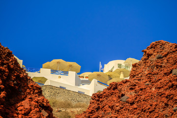 Greece village between the rock.. Taken in Santorini Greece august 2013