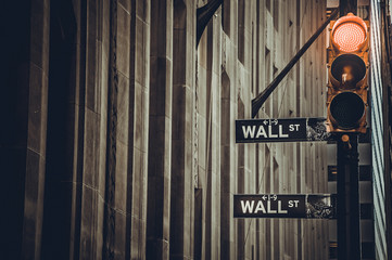 Rote Ampel Wall Street, Manhattan, New York, USA