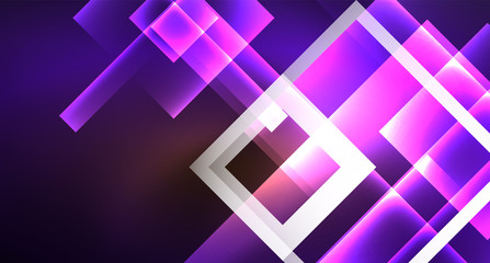 Obraz premium Shiny neon design square shape abstract background. Retro vector abstract design banner template