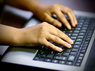 young woman typing