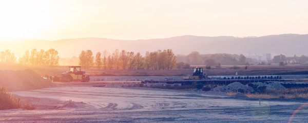 closer look at construction site while building a highway