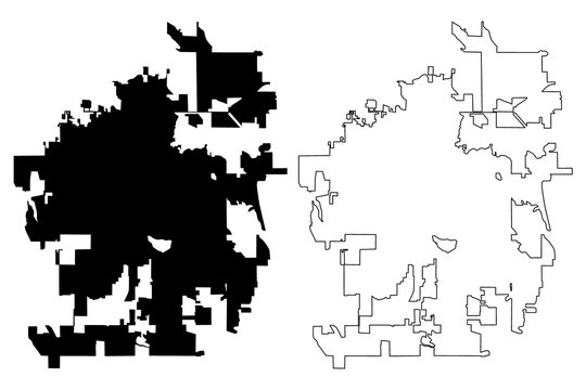 Fort Collins City (United States cities, United States of America, usa city) map vector illustration, scribble sketch City of Fort Collins map