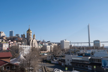 November 17, 2019 Russia, Vladivostok: view of the Golden Bridge