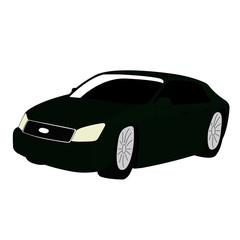 Obraz premium Sedan green vector illustration isolated