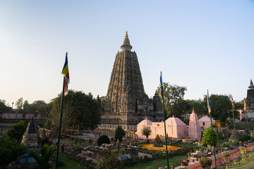 View of Mahabodhi Temple Bihar at Bodh Gaya the place of Buddha have attained enlightenment.