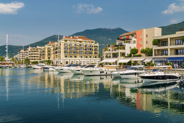 Beautiful yachts at the port of Tivat, Montenegro.