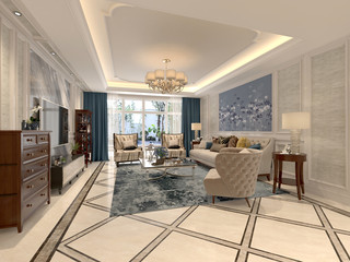 3d render. Modern living room interior.