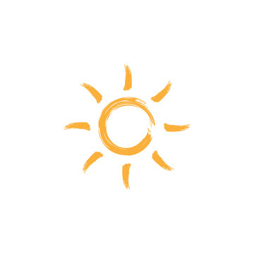 Sun with sun rays dry brush vector icon. Digitally produced, not derived.
