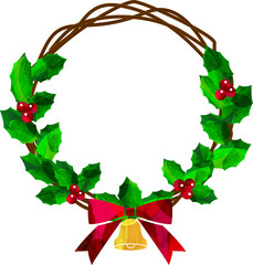 Naklejka premium イラスト_クリスマス_リース_蔓_リボン_ベクター_切り絵風