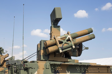 Fototapeta na wymiar Self-propelled anti-aircraft missile system. Guided missiles