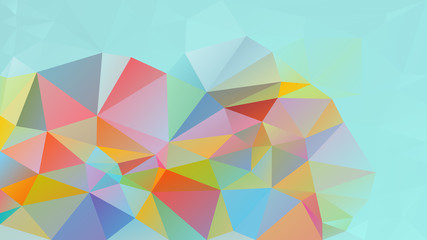 vector abstract irregular polygon background - triangle low poly pattern - pastel color cyan blue mint green with full spectrum rainbow