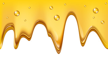 Honey splash dripping sweet drops. Design of dropping honey syrup. For desserts. Transparent