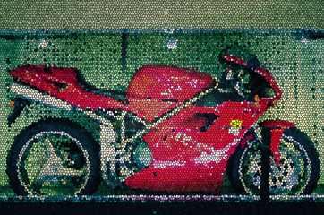 Czerwony motocykl - 303359737