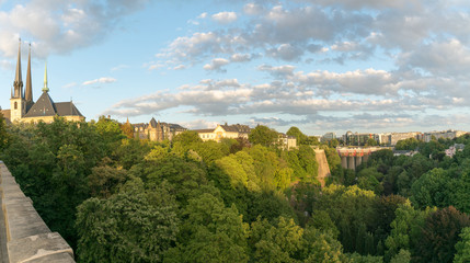 Fototapeta na wymiar view of the cityscape of Luxembourg City with its many historic buildings