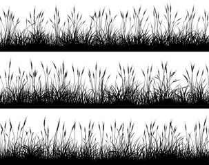 Horizontal banners of wheat field silhouettes. - 303360702