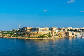 Fototapeta na wymiar The old British Royal Navy Hospital in the Maltese village of Kalkara