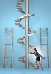 The career progression concept with ladders and staircase