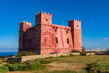 Fototapeta na wymiar Saint Agatha's Tower aka The Red Tower, Malta.