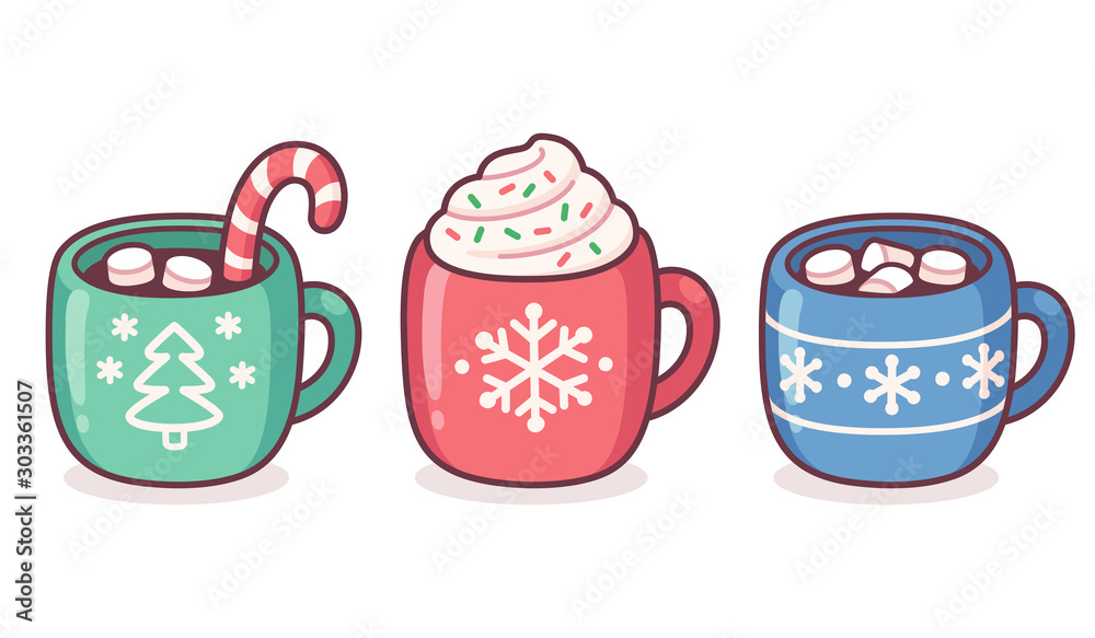 Wall mural Christmas hot drink cup set