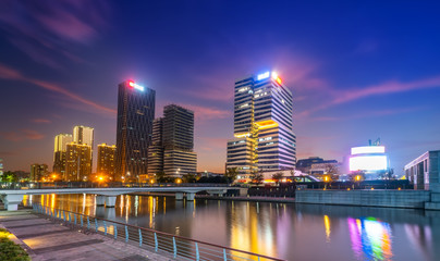 Ningbo city architecture night view