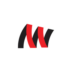 letter mw 3d ribbon logo vector
