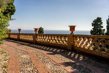 mediterranean garden in taormina on sicily island, italy