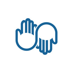 Obraz premium two holding hand care help symbol logo vector