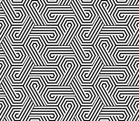 Abstract geometric pattern with stripes, lines. Seamless vector background. White and black ornament. Simple lattice graphic design