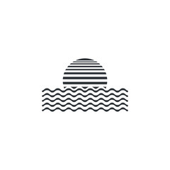 Sun and sea water line icon. Sunrise symbol design. Vector illustration