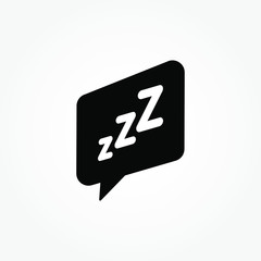Sleepy zzz sign on chat bubble icon design isolated on white background. Vector illustration