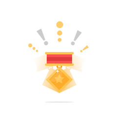 Gold medal icon. Shiny medal with star. Winner award icon. Best choice badge