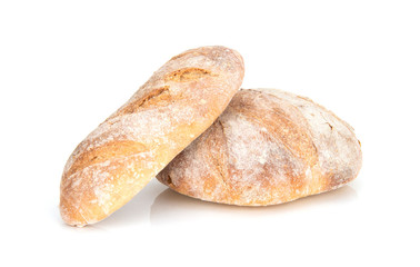 freshly baked bread isolated on white background