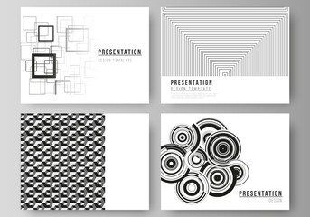 The minimalistic abstract vector illustration layout of the presentation slides design business templates. Trendy geometric abstract background in minimalistic flat style with dynamic composition.