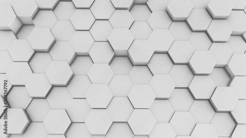 Wall mural hexagons blank honeycomb background abstract science design motion graphic. 3d render animation vide