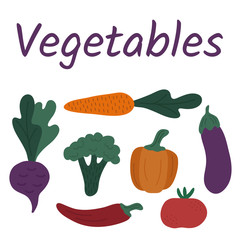 Set of vegetables.Multicolored Vector Icons