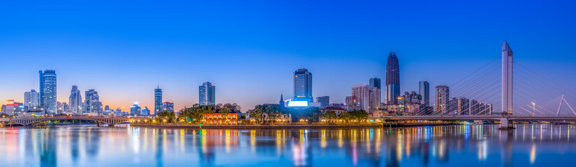 Obraz na płótnie Canvas Ningbo city architecture landscape night view