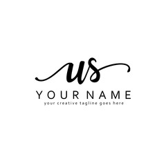 Handwriting U S US initial logo template vector